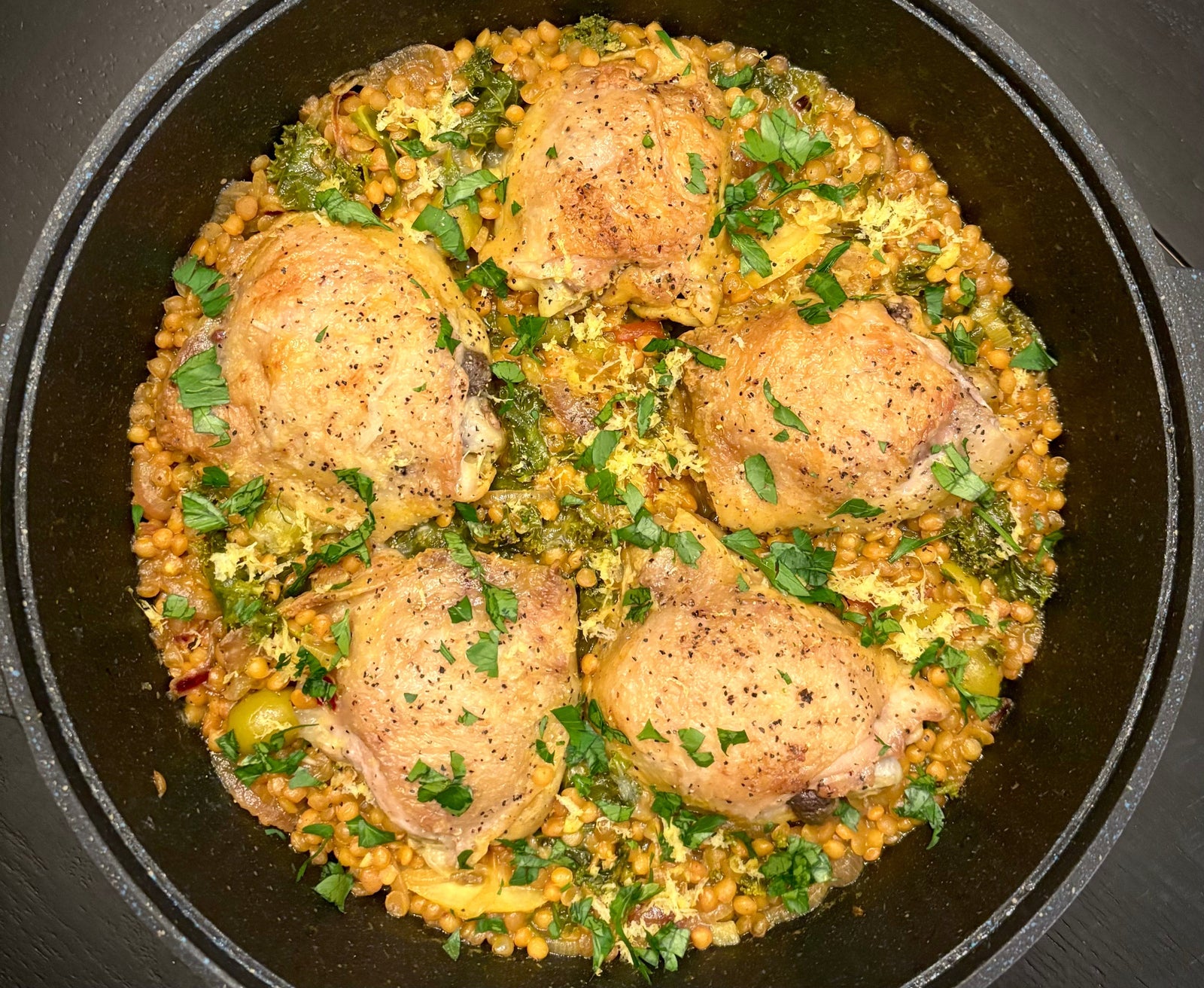 Chicken with Lentils and Green Olives